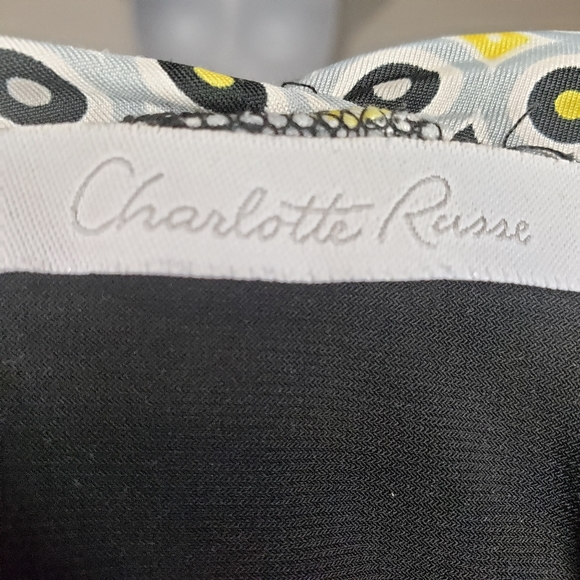 Charlotte Russe Summer Dress Size Large Black White Geometric Print Belted - Picture 5 of 5